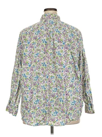 Lands' End 3/4 Sleeve Button-Down Shirt (view 2)