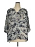 Rose + Olive 100% Polyester Floral Gray 3/4 Sleeve Blouse Size 1X - photo 1