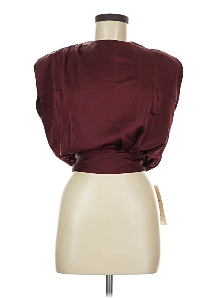 Pre-owned Chicwish Sleeveless Blouse In Burgundy