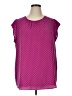 DR2 100% Polyester Polka Dots Pink Purple Short Sleeve Blouse Size 1X - photo 1