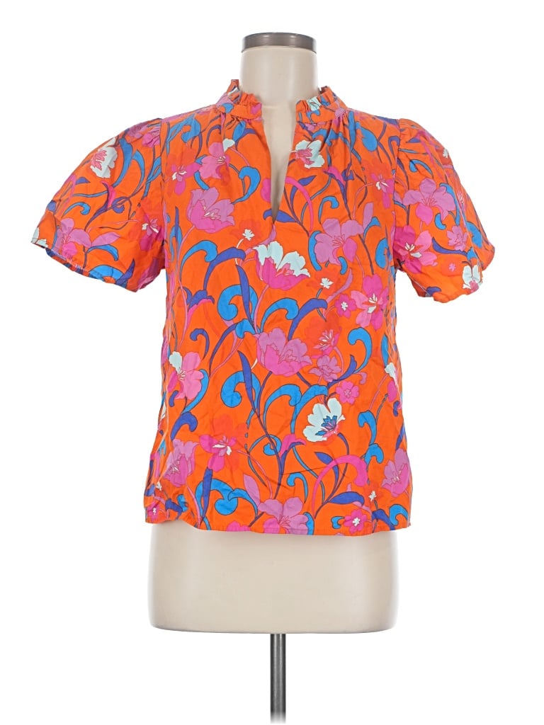 Pre-owned Sugarlips Short Sleeve Blouse In Orange