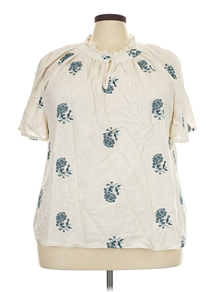 Pre-owned Solitaire Short Sleeve Blouse In Ivory