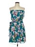Express 100% Polyester Tropical Teal Cocktail Dress Size 12 - photo 1