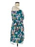 Express 100% Polyester Tropical Teal Cocktail Dress Size 12 - photo 4