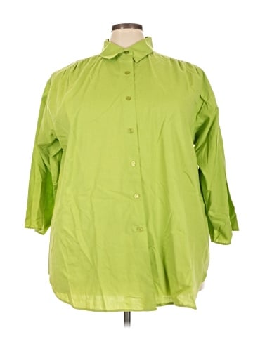 Roaman's 3/4 Sleeve Button-Down Shirt (view 1)