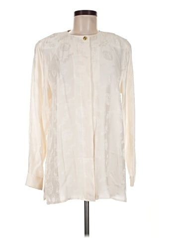 Bob Mackie Long Sleeve Silk Top (view 1)