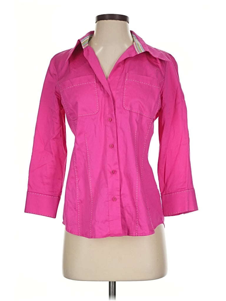 Pre-owned Dana Buchman 3/4 Sleeve Button Down Shirt In Pink