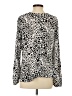 Ann Taylor LOFT 100% Polyester Animal Print Silver Long Sleeve Blouse Size 2 - photo 2