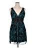 En Focus Studio 100% Polyester Print Teal Cocktail Dress Size 16 - photo 1