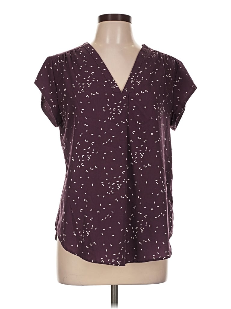 Pre-owned Fun2fun Short Sleeve Blouse In Burgundy