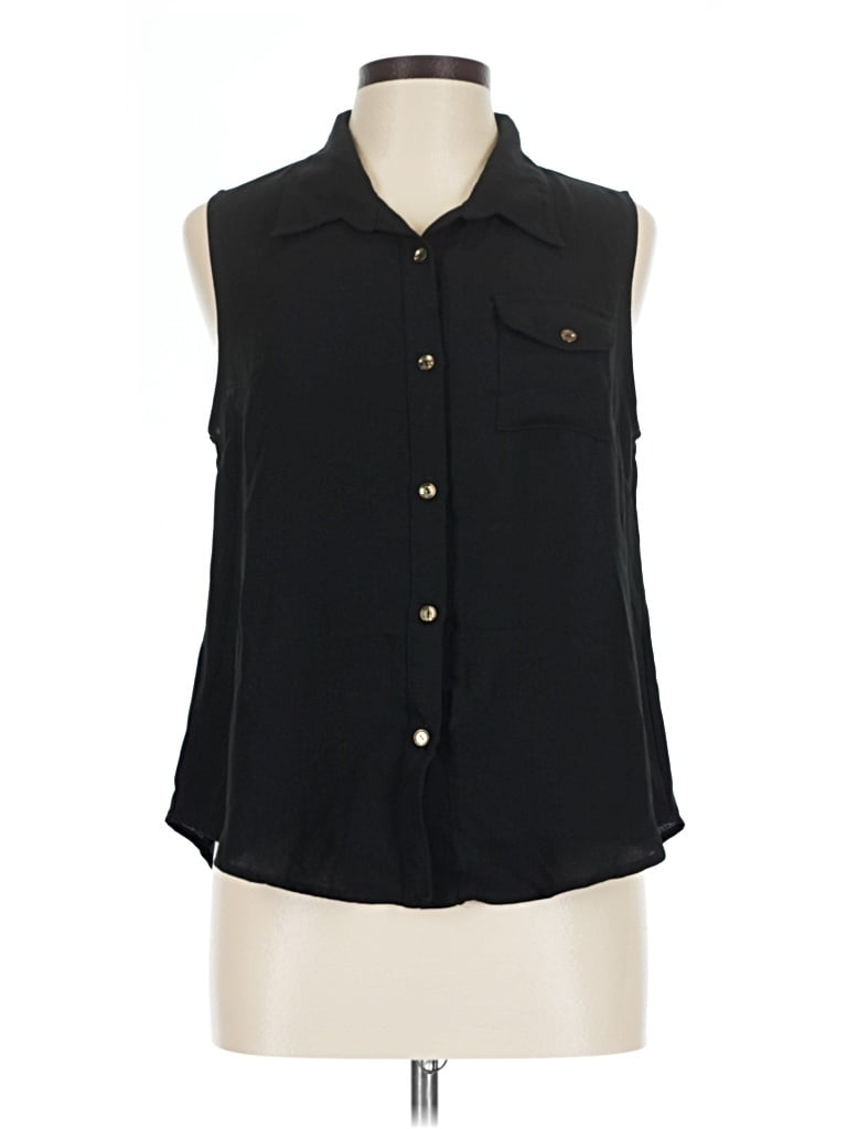 Pre-owned Love J Sleeveless Button Down Shirt In Black