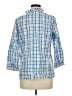 Talbots 100% Cotton Checkered-gingham Blue 3/4 Sleeve Button-Down Shirt Size 8 Petite - photo 2
