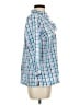 Talbots 100% Cotton Checkered-gingham Blue 3/4 Sleeve Button-Down Shirt Size 8 Petite - photo 4