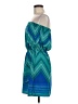 Express 100% Polyester Chevron-herringbone Teal Cocktail Dress Size M - photo 5