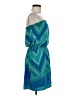 Express 100% Polyester Chevron-herringbone Teal Cocktail Dress Size M - photo 4