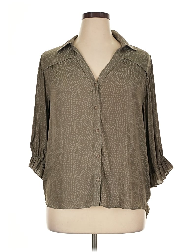 Pre-owned Democracy 3/4 Sleeve Blouse In Gray