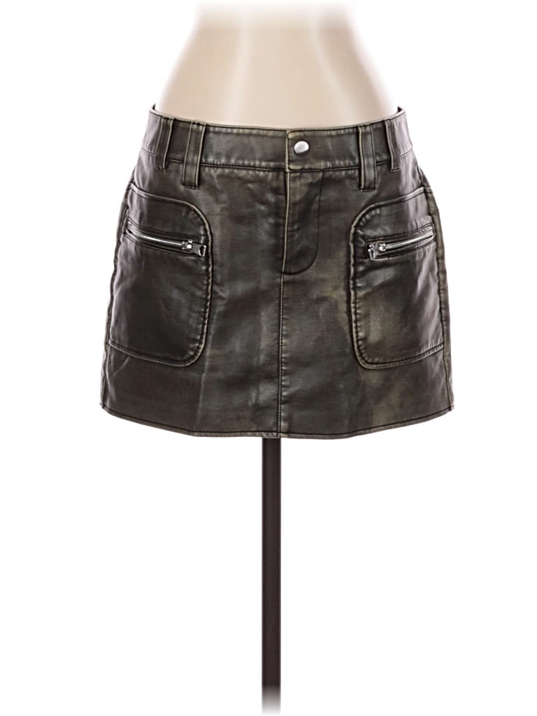 Pre-owned Mng Faux Leather Skirt In Black