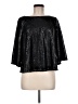 Gap 100% Nylon Metallic Black 3/4 Sleeve Top Size Med Petite - photo 1