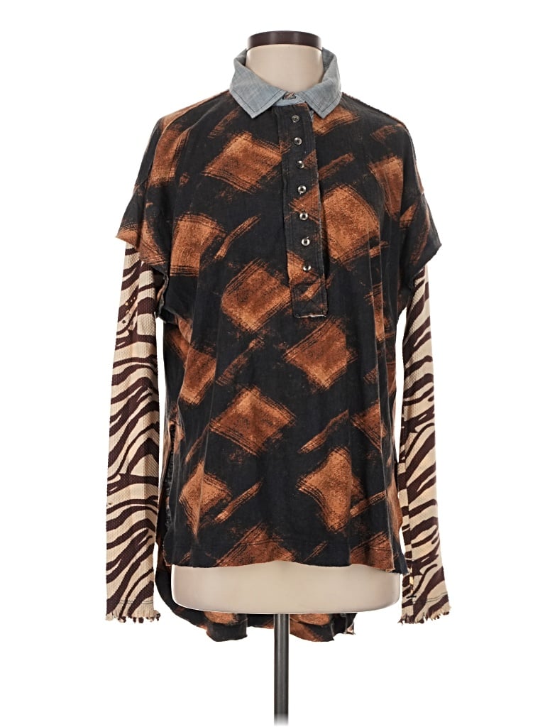 Pre-owned We The Free Long Sleeve Blouse In Brown
