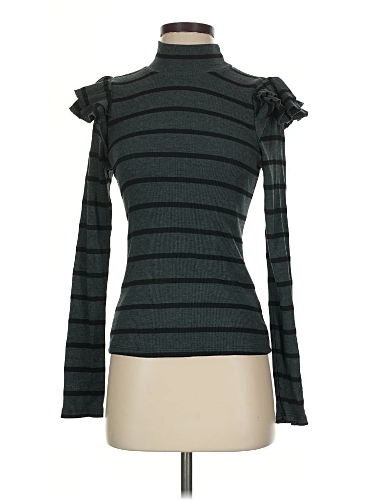 Pre-owned T.la Long Sleeve Top Green Turtleneck Tops
