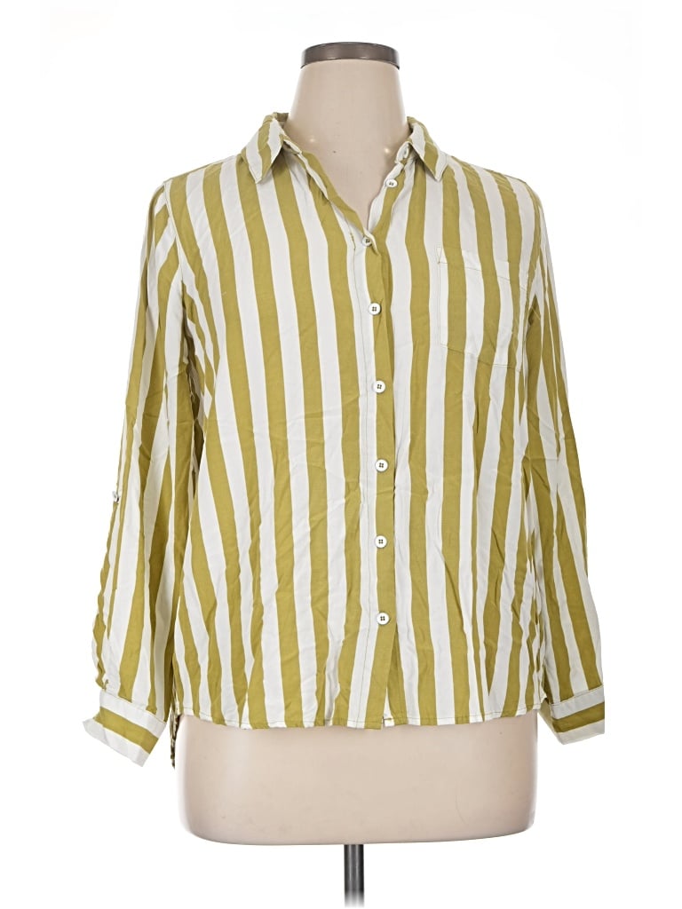 Pre-owned Jane And Delancey 3/4 Sleeve Button Down Shirt In Yellow