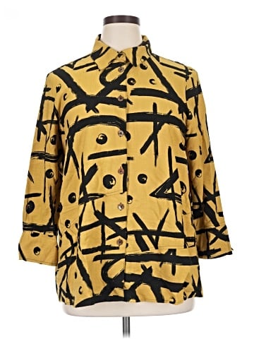 Ali Miles 3/4 Sleeve Button-Down Shirt (view 1)