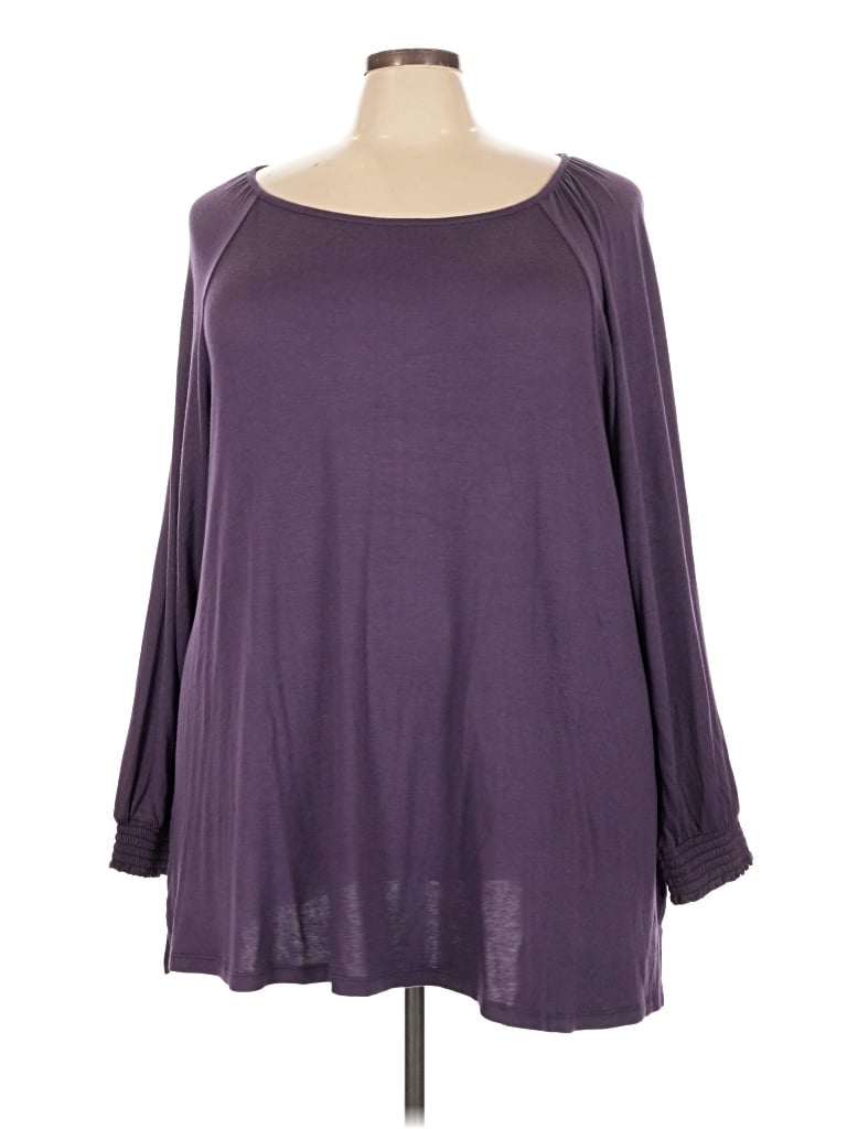 Lane Bryant 3/4 Sleeve T-shirt In Purple