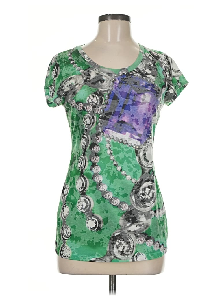 Pre-owned Caché Short Sleeve Top Green Scoop Neck Tops