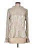 Chenault 100% Polyester Metallic Silver Long Sleeve Blouse Size L - photo 1