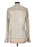 Chenault 100% Polyester Metallic Silver Long Sleeve Blouse Size L - photo 2