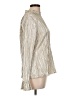 Chenault 100% Polyester Metallic Silver Long Sleeve Blouse Size L - photo 4