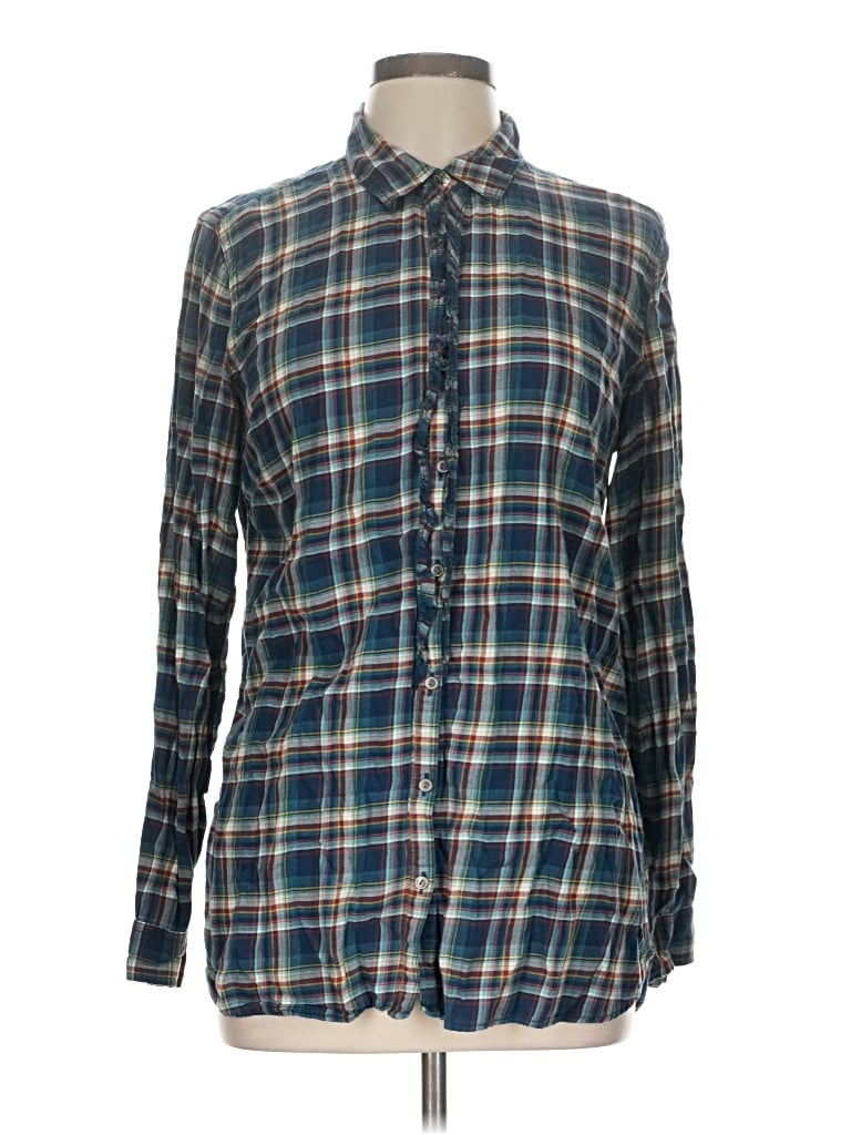 Pre-owned Eddie Bauer Long Sleeve Button Down Shirt In Blue