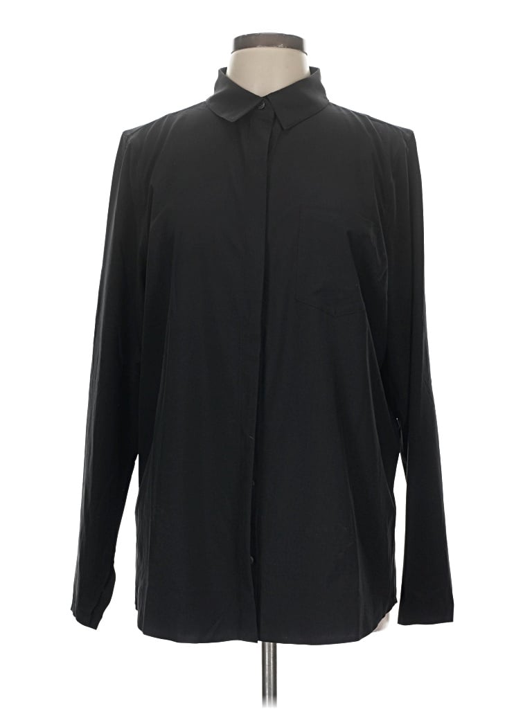 Pre-owned Athleta Long Sleeve Blouse In Black