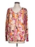Chico's Floral Orange Pink Pullover Sweater Size L - photo 1