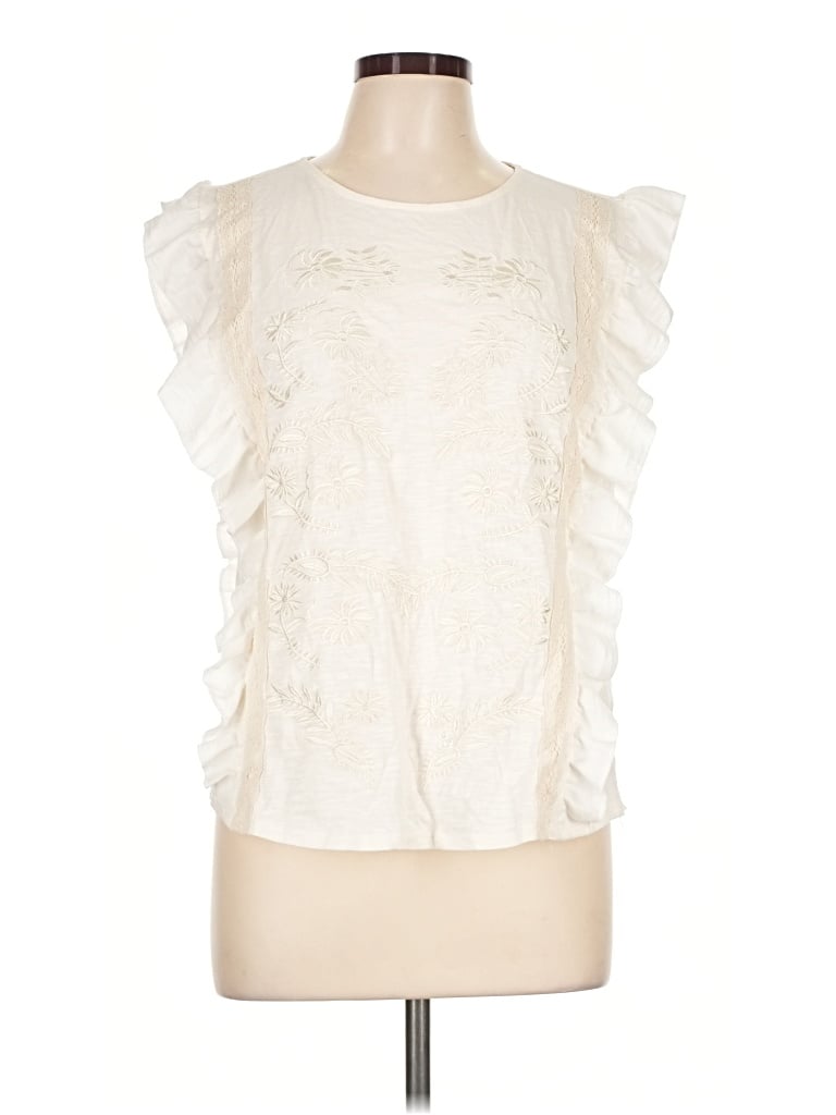 Pre-owned Studio Y Sleeveless Blouse In Ivory