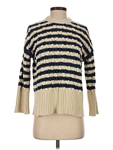 Madewell Cable-Knit Oversized Sweater in Stripe (view 1)