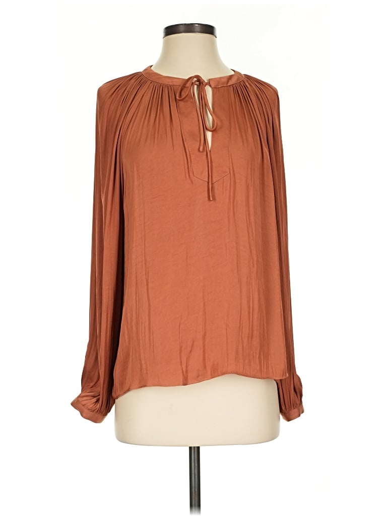 Pre-owned Current Air Long Sleeve Blouse In Brown