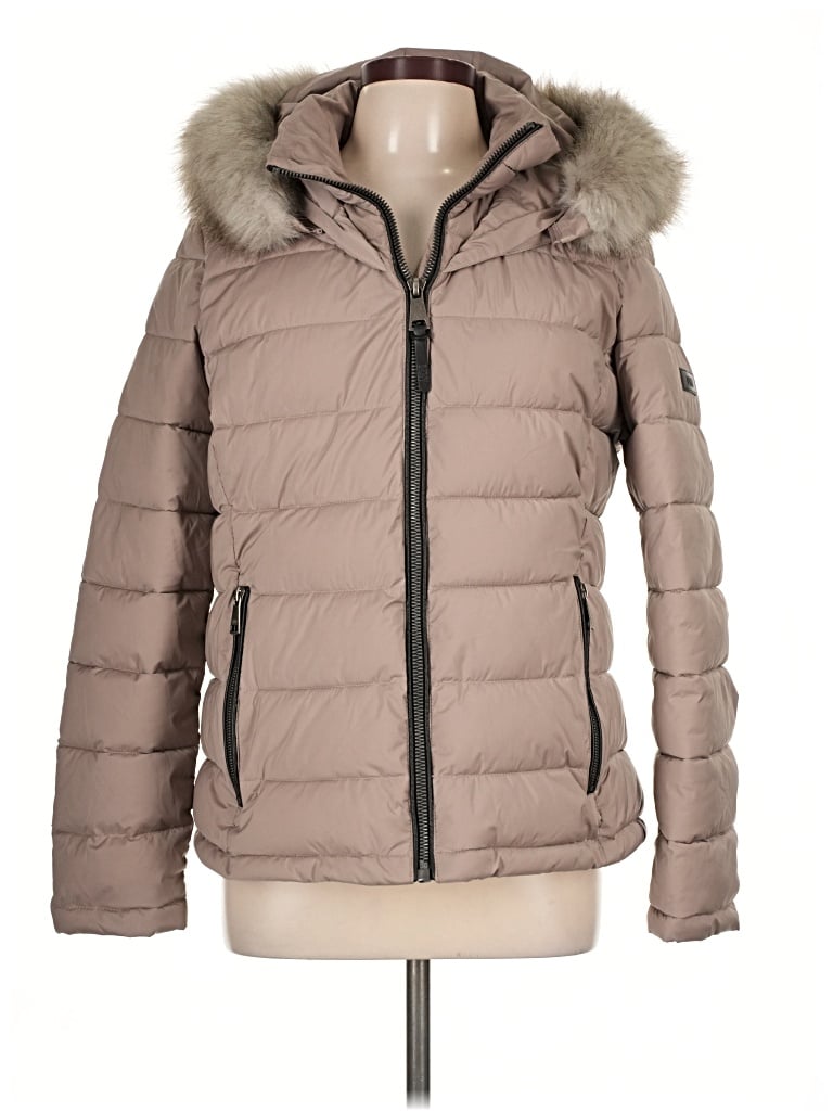 Pre-owned Dkny Snow Jacket In Tan