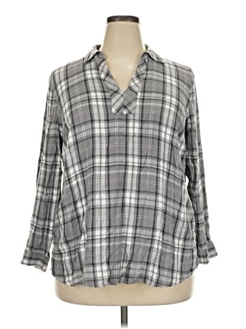 Lane Bryant Outlet 3/4 Sleeve Button-Down Shirt (view 1)