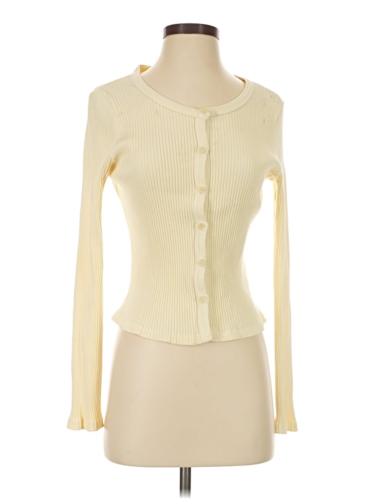 Pre-owned Lacausa Long Sleeve Top Ivory Sweetheart Neckline Tops