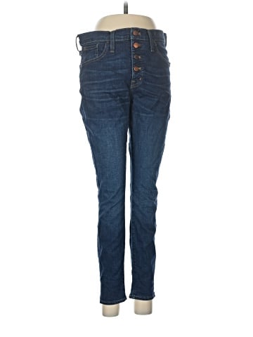 Madewell Petite 9" Mid-Rise Skinny Jeans in Hayes Wash: Button-Front Edition (view 1)