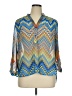 Tacera 100% Polyester Chevron-herringbone Blue 3/4 Sleeve Blouse Size XL (petite) - photo 1