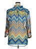 Tacera 100% Polyester Chevron-herringbone Blue 3/4 Sleeve Blouse Size XL (petite) - photo 2