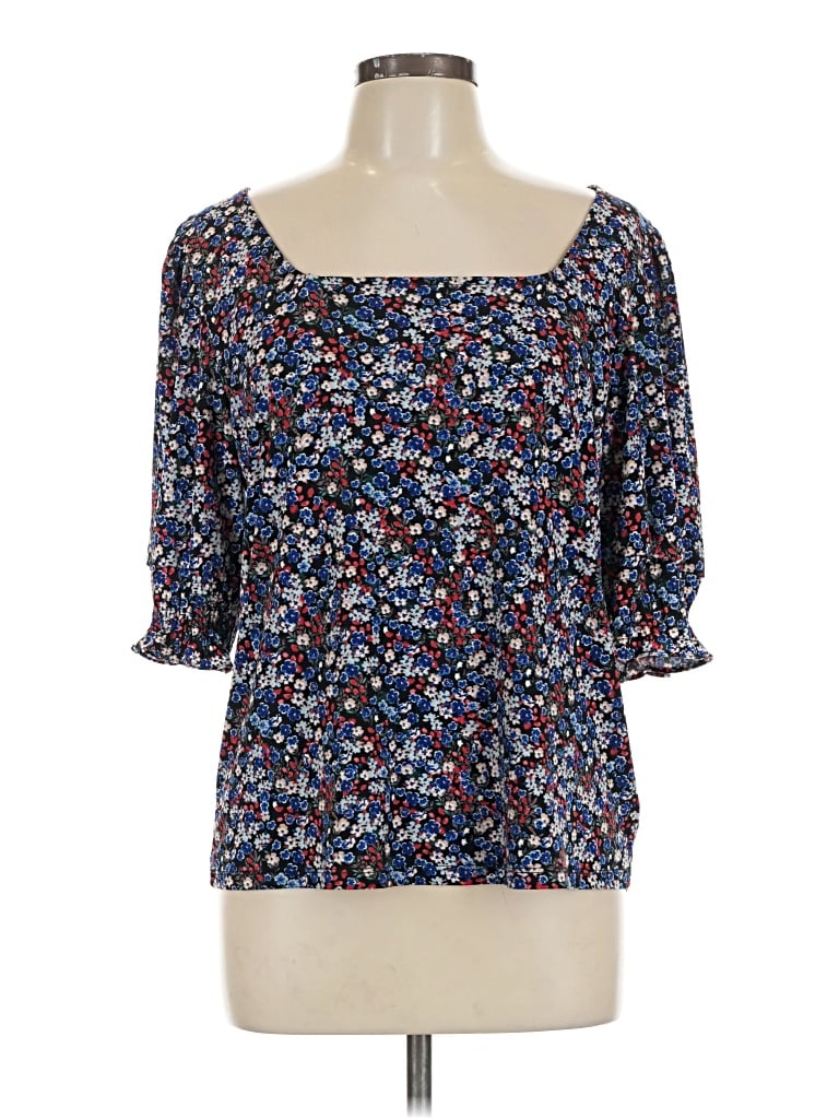 Pre-owned Cece 3/4 Sleeve Blouse In Blue