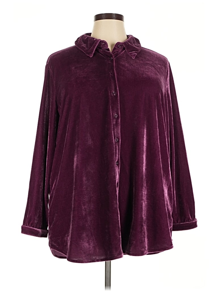 Pre-owned D&co. Long Sleeve Blouse In Burgundy