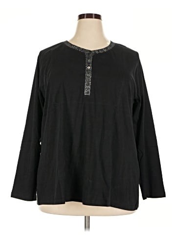 Ulla Popken Long Sleeve Henley (view 1)
