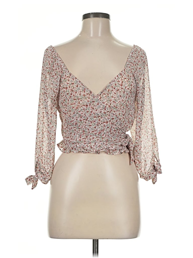Pre-owned Polly 3/4 Sleeve Blouse In Tan