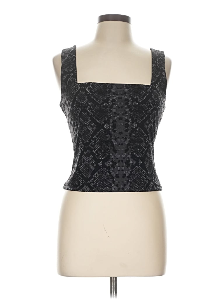 Pre-owned Leith Tank Top Black Square Neckline Tops