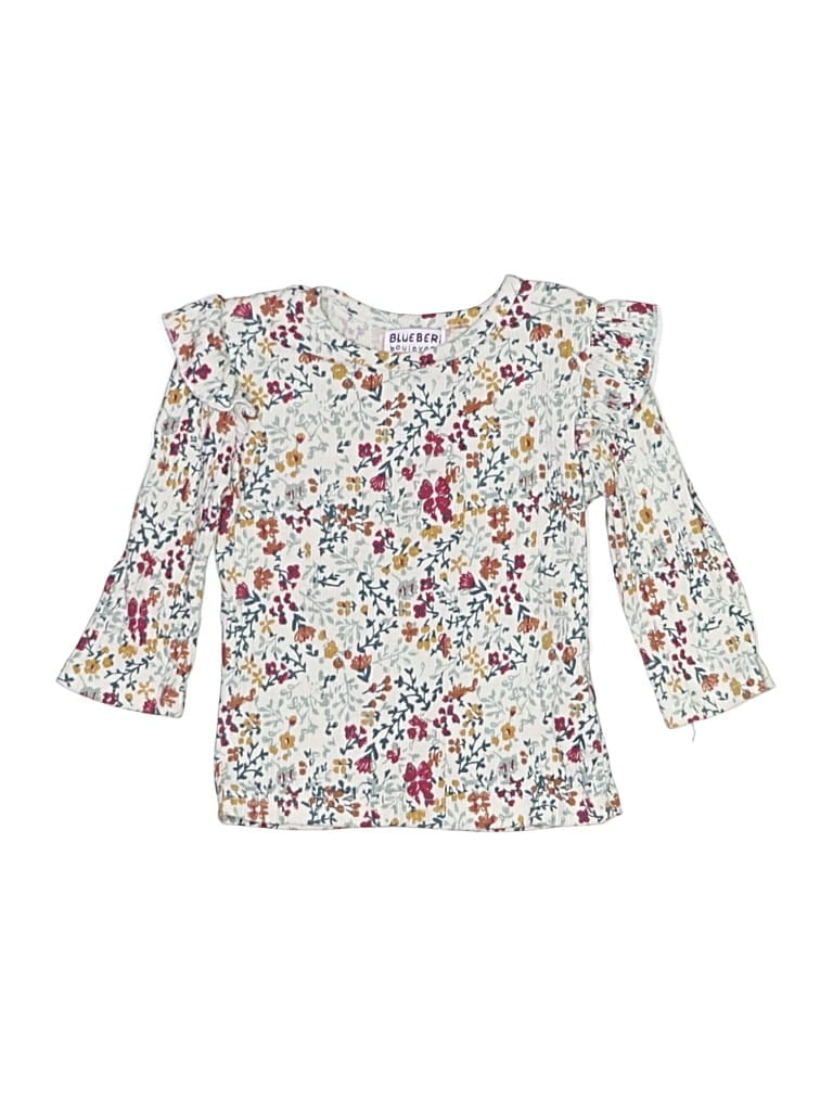 Pre-owned Blueberi Boulevard Kids' 3/4 Sleeve Blouse In Ivory