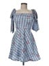 Francesca's 100% Polyester Checkered-gingham Blue Casual Dress Size M - photo 1